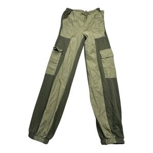 Sixty Six Olive Green Color Block Cargo Jogger Pants XS
